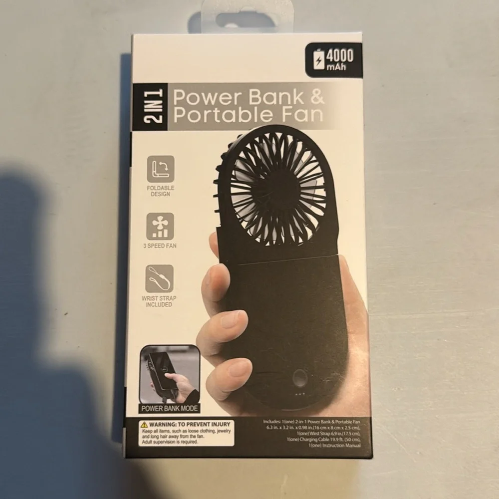 Pink 2-in-1 Power Bank & Portable Fan New In Package